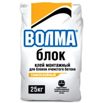 Смесь cухая цементная клеевая ВОЛМА-БЛОК 25 кг - цена, купить Смесь cухая  цементная клеевая ВОЛМА-БЛОК 25 кг