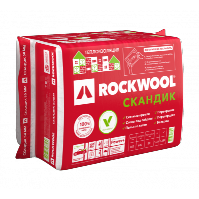 Утеплитель Базальтовая вата Rockwool / Роквул  Лайт Баттс Скандик 800х600х50 мм 12 штук в упаковке ,низкая цена-купить в интернет-магазине ШопМат.