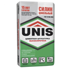 Штукатурка цементная Unis / Юнис Силин Цокольный серая 25 кг Штукатурка цементная Unis / Юнис Силин Цокольный серая 25 кг