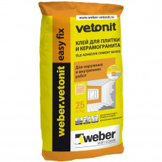 Клей для плитки и керамогранита Weber-Vetonit easy fix/Вебер-Ветонит изи фикс 25 кг