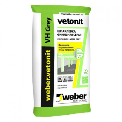 Шпаклевка Weber Vetonit VH grey 20 кг (Вебер Ветонит Серая цементная ) - купить в Москве по низкой цене