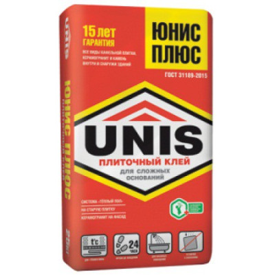 Клей для плитки Unis/Юнис  Плюс 25 кг - купить клей для плитки Unis/Юнис  Плюс 25 кг : цена, фото