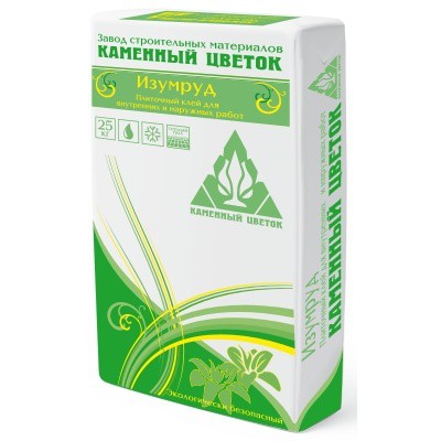 Клей для плитки Каменный цветок Изумруд для внутренних и наружных работ 25 кг - купить клей для плитки Каменный цветок Изумруд для внутренних и наружных работ 25 кг : цена, фото