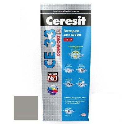 Затирка для узких швов Ceresit СЕ33 Comfort серая 5 кг - Купить в Шопмат.