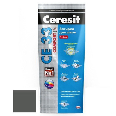 Затирка для узких швов Ceresit СЕ33 Comfort Графит 2 кг - Купить в Шопмат.