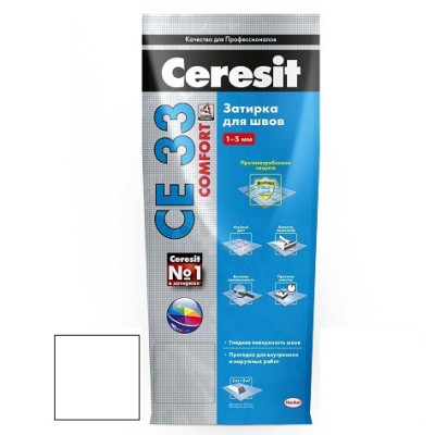 Затирка для узких швов Ceresit СЕ33 Comfort белая 5 кг - Купить в Шопмат.